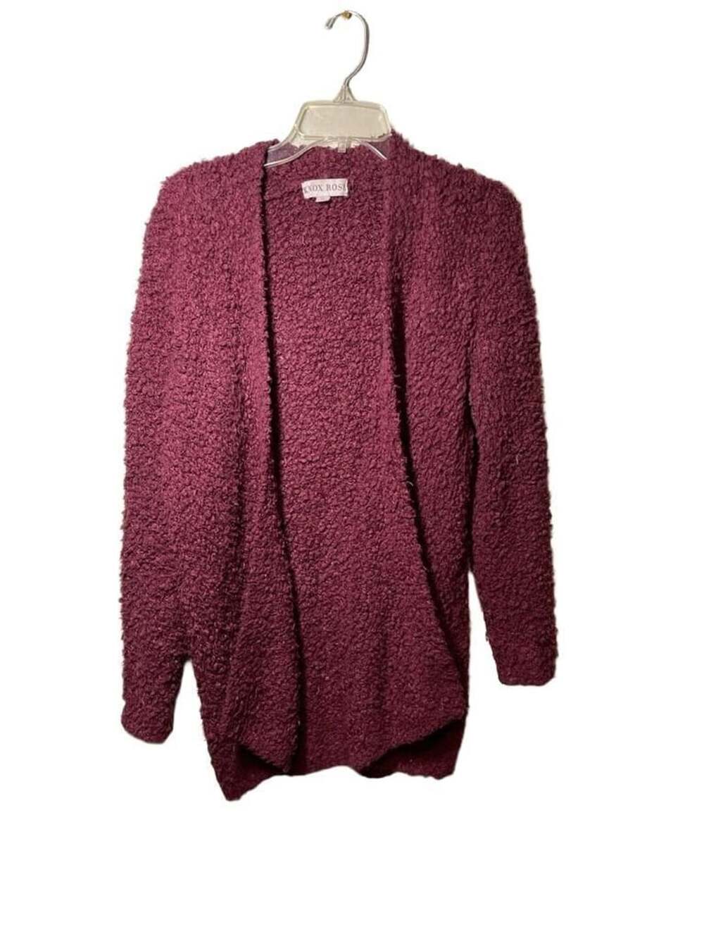 Knox Rose Womens Fuzzy Eyelash Knit Open Front Cardigan Sz. M Sweater Red
